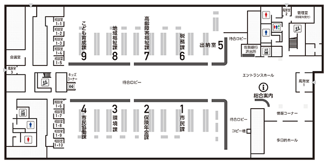 庁舎案内図（本庁1階）