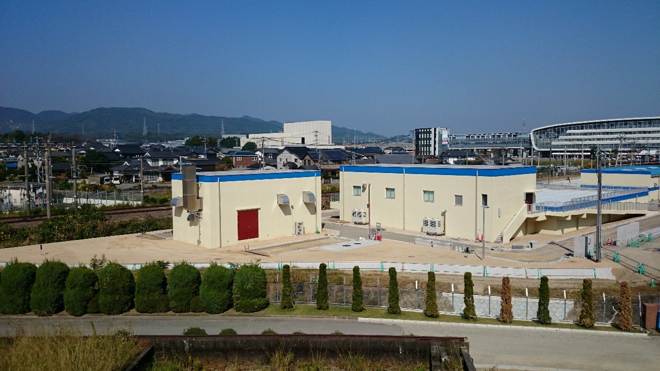 【新しい浄水池兼配水地の全景】の画像