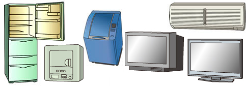 対象品目　（テレビ・エアコン・冷蔵庫・冷凍庫・洗濯機・衣類乾燥機）の画像