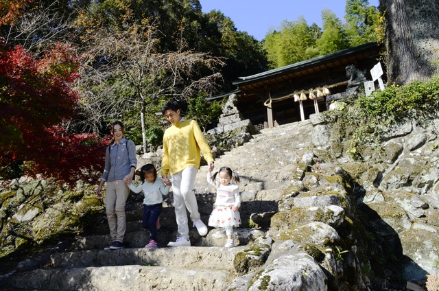 階段が少し急になっているので、子どもとしっかり手をつないでの写真