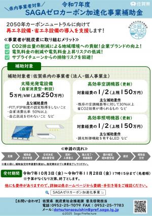 SAGAゼロカーボン加速化事業（事業者向け）補助金
